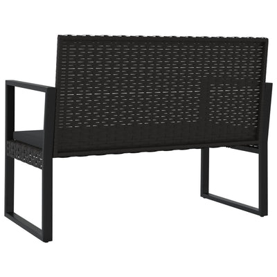 vidaXL 4 Piece Garden Lounge Set with Cushions Black Poly Rattan