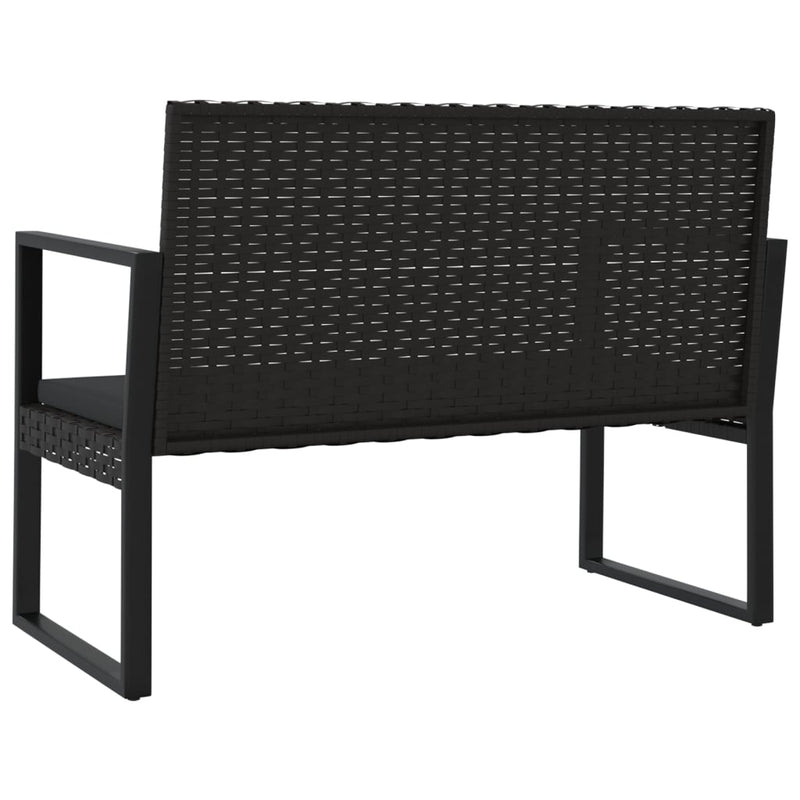 vidaXL 4 Piece Garden Lounge Set with Cushions Black Poly Rattan