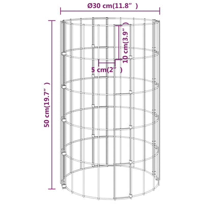 vidaXL Circular Gabion Pole Galvanised Steel Ø30x150 cm
