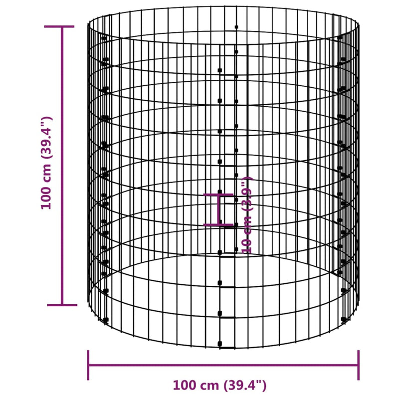 vidaXL Circular Gabion Pole Galvanised Steel Ø50x50 cm