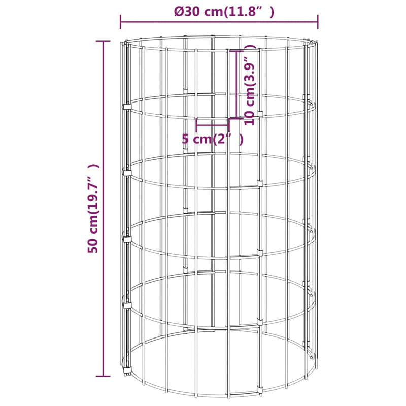 vidaXL Circular Gabion Raised Beds 4 pcs Ø30x50/100/150/200 cm