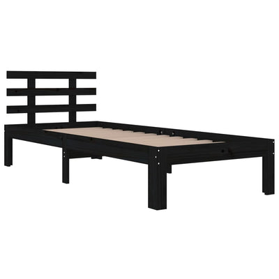 vidaXL Bed Frame without Mattress Black Solid Wood 100x200 cm