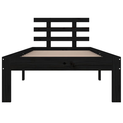 vidaXL Bed Frame without Mattress Black Solid Wood 100x200 cm