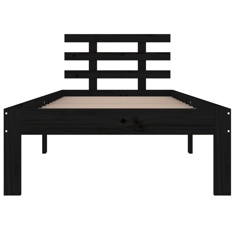 vidaXL Bed Frame without Mattress Black Solid Wood 100x200 cm