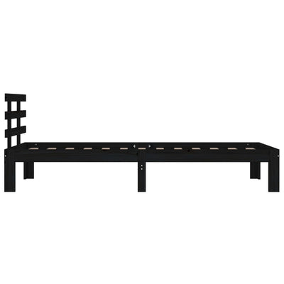 vidaXL Bed Frame without Mattress Black Solid Wood 100x200 cm