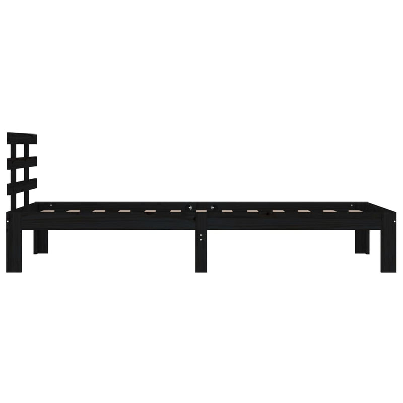 vidaXL Bed Frame without Mattress Black Solid Wood 100x200 cm