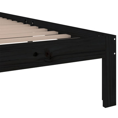 vidaXL Bed Frame without Mattress Black Solid Wood 100x200 cm