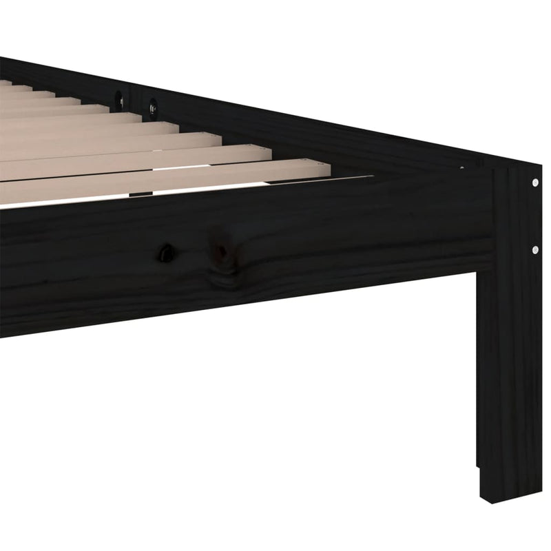 vidaXL Bed Frame without Mattress Black Solid Wood 100x200 cm