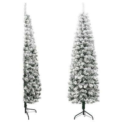 vidaXL Slim Artificial Half Christmas Tree with Flocked Snow 150 cm