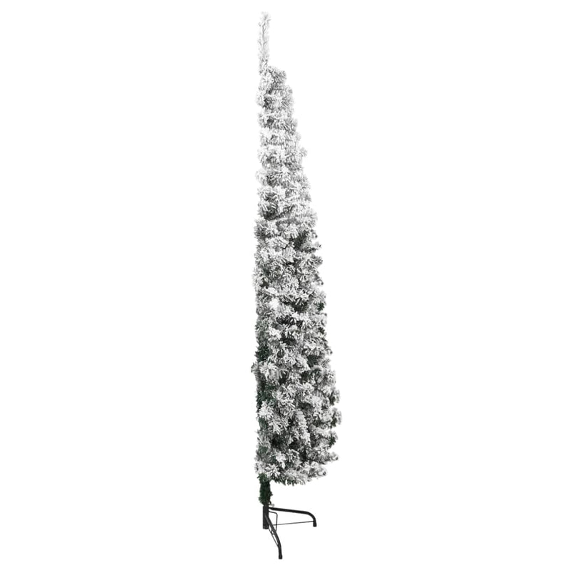 vidaXL Slim Artificial Half Christmas Tree with Flocked Snow 150 cm