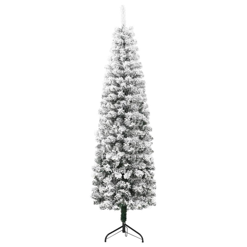 vidaXL Slim Artificial Half Christmas Tree with Flocked Snow 150 cm