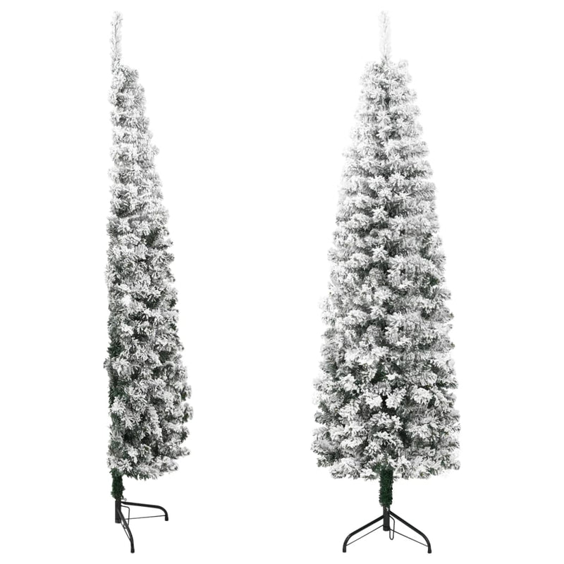 vidaXL Slim Artificial Half Christmas Tree with Flocked Snow 150 cm