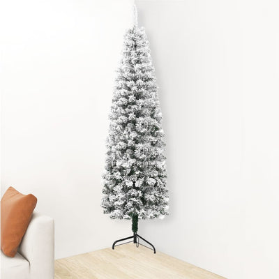 vidaXL Slim Artificial Half Christmas Tree with Flocked Snow 150 cm