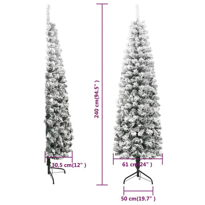 vidaXL Slim Artificial Half Christmas Tree with Flocked Snow 150 cm