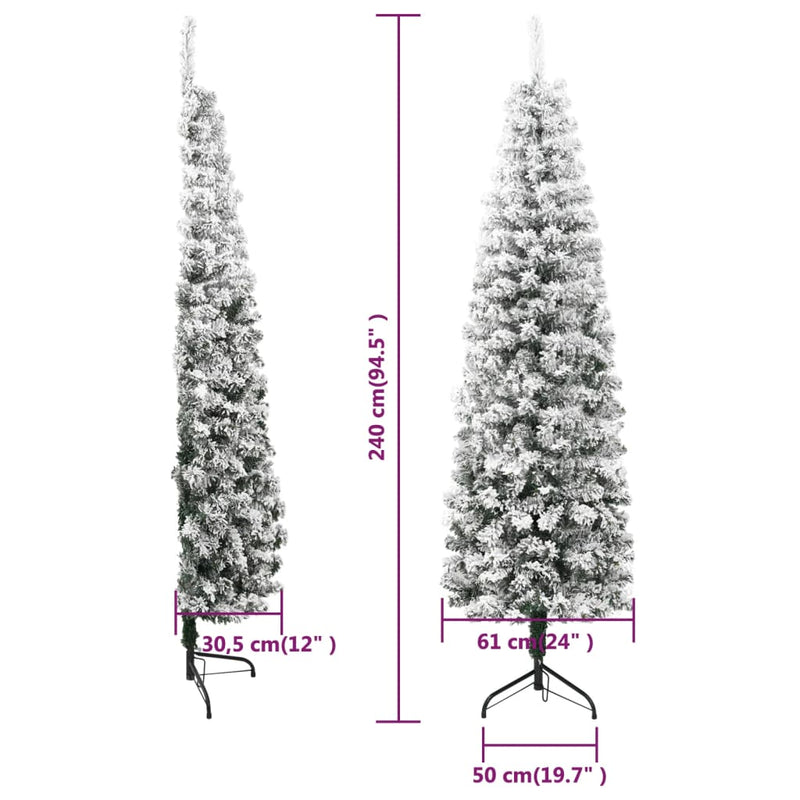 vidaXL Slim Artificial Half Christmas Tree with Flocked Snow 150 cm