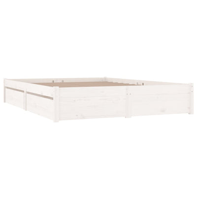 vidaXL Bed Frame without Mattress with Drawers White 135x190 cm