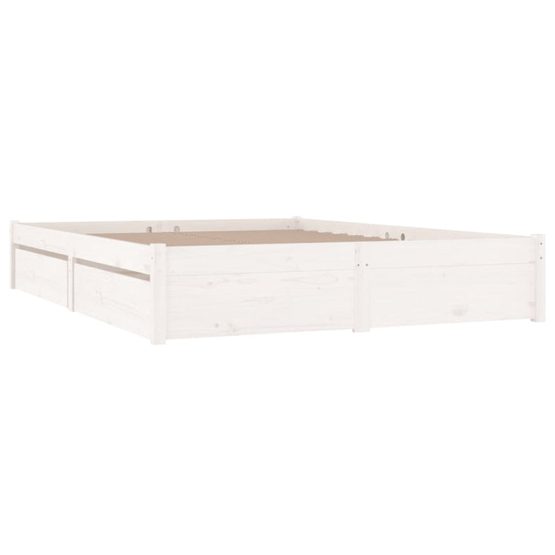 vidaXL Bed Frame without Mattress with Drawers White 135x190 cm