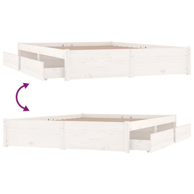 vidaXL Bed Frame without Mattress with Drawers White 135x190 cm
