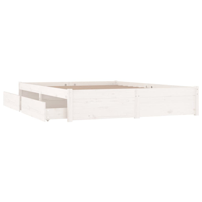 vidaXL Bed Frame without Mattress with Drawers White 183x203 cm King