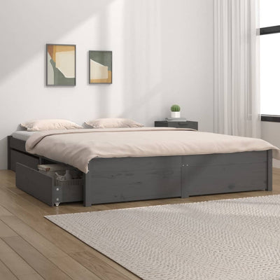 vidaXL Bed Frame without Mattress with Drawers White 183x203 cm King