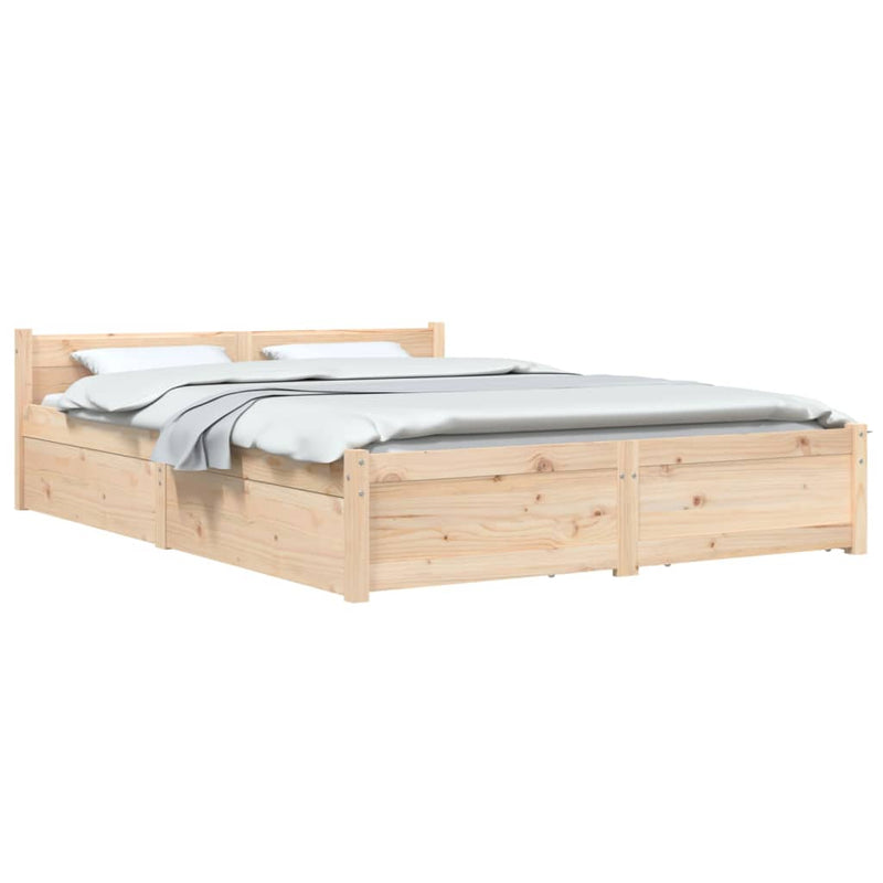 vidaXL Bed Frame without Mattress with Drawers Black 150x200 cm