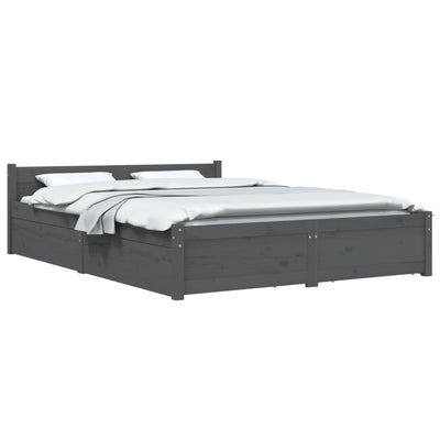 vidaXL Bed Frame without Mattress with Drawers Black 150x200 cm