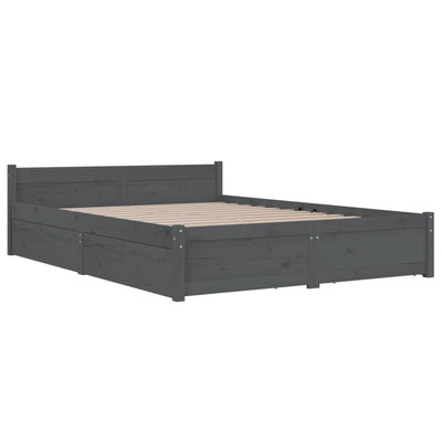 vidaXL Bed Frame without Mattress with Drawers Black 150x200 cm