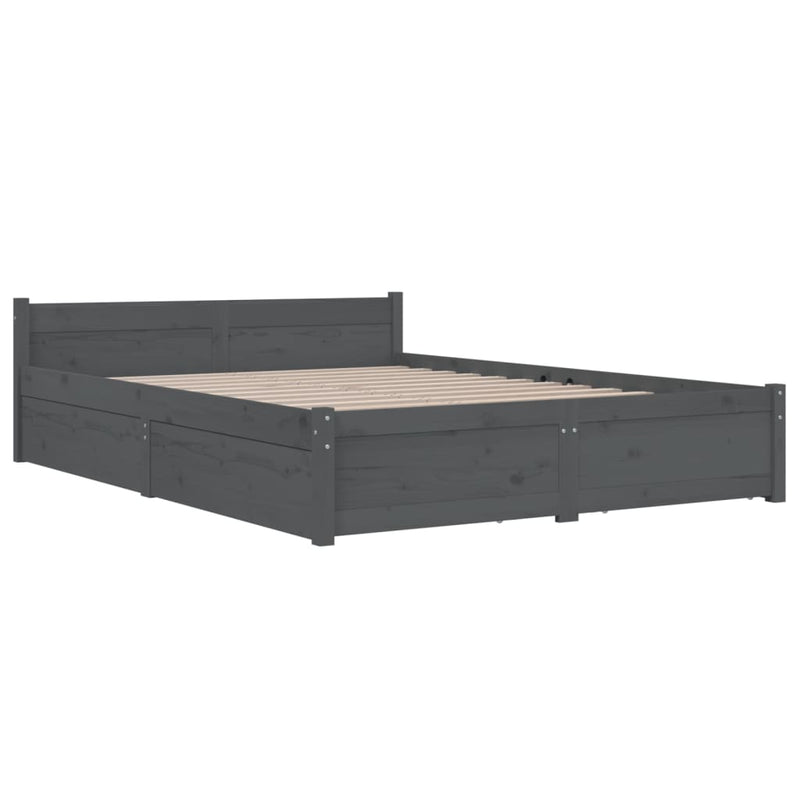 vidaXL Bed Frame without Mattress with Drawers Black 150x200 cm