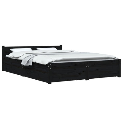 vidaXL Bed Frame without Mattress with Drawers Black 150x200 cm