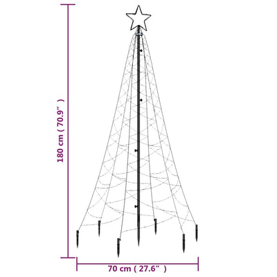 vidaXL Christmas Tree with Spike Cold White 200 LEDs 180 cm