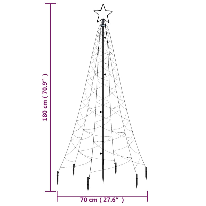 vidaXL Christmas Tree with Spike Cold White 200 LEDs 180 cm