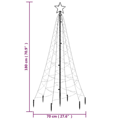 vidaXL Christmas Tree with Spike Colourful 200 LEDs 180 cm