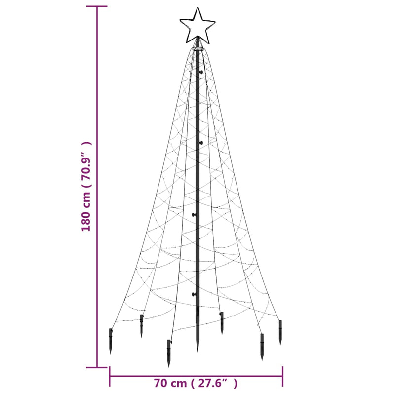 vidaXL Christmas Tree with Spike Colourful 200 LEDs 180 cm
