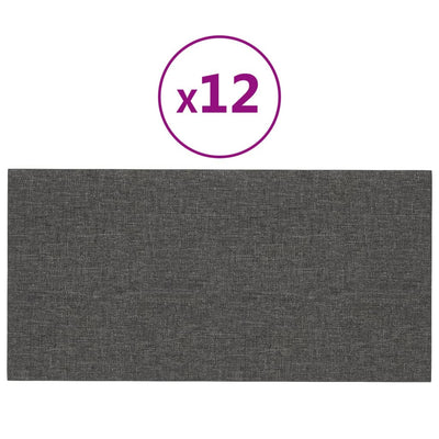 vidaXL Wall Panels 12 pcs Dark Grey 30x30 cm Fabric 1.08 m²
