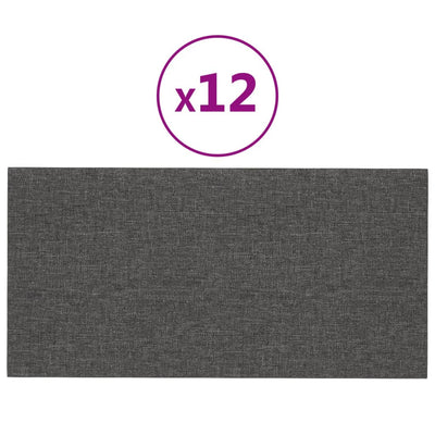 vidaXL Wall Panels 12 pcs Dark Grey 60x30 cm Fabric 2.16 m²