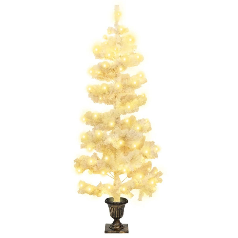 vidaXL Swirl Pre-lit Christmas Tree with Pot Green 120 cm PVC