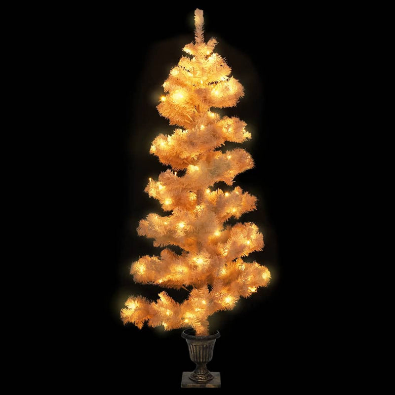 vidaXL Swirl Pre-lit Christmas Tree with Pot Green 120 cm PVC