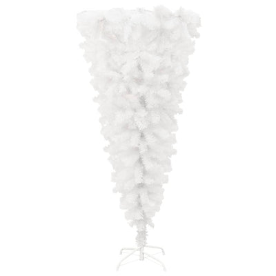 vidaXL Upside-down Artificial Christmas Tree with Stand White 210 cm
