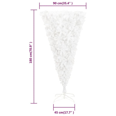 vidaXL Upside-down Artificial Christmas Tree with Stand White 210 cm