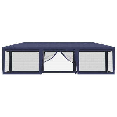 vidaXL Party Tent with 8 Mesh Sidewalls Blue 9x4 m HDPE