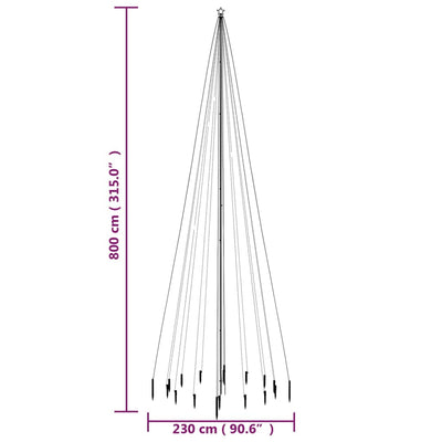 vidaXL Christmas Tree with Spike Warm White 1134 LEDs 800 cm
