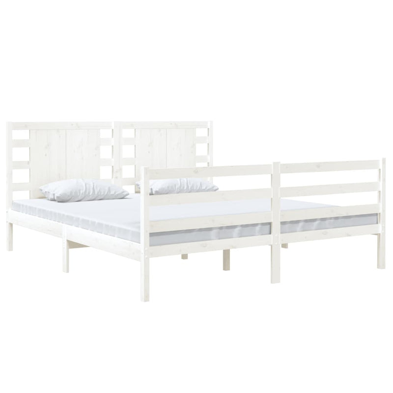 vidaXL Bed Frame without Mattress White 150x200 cm Solid Wood Pine