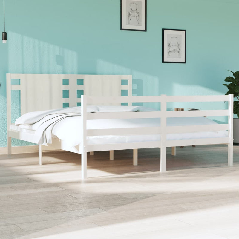 vidaXL Bed Frame without Mattress White 150x200 cm Solid Wood Pine