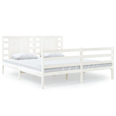 vidaXL Bed Frame White Solid Wood Pine 183x203 cm King Size