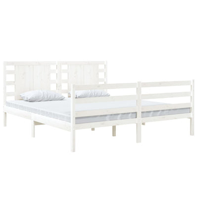 vidaXL Bed Frame White Solid Wood Pine 183x203 cm King Size