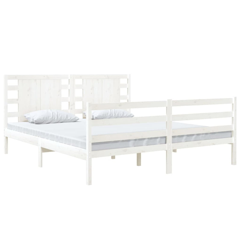 vidaXL Bed Frame White Solid Wood Pine 183x203 cm King Size