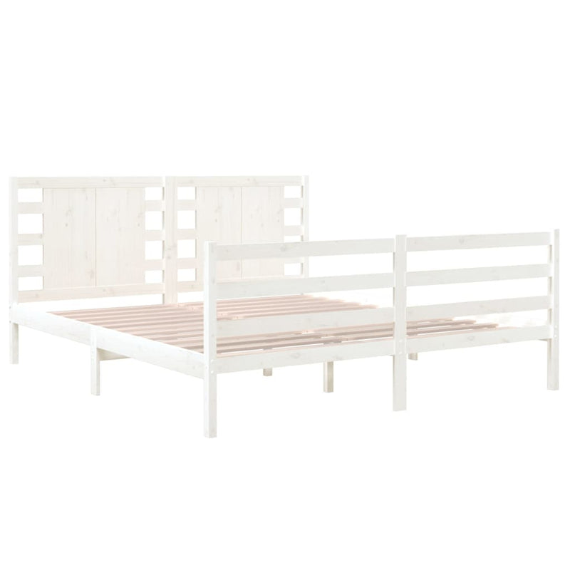 vidaXL Bed Frame White Solid Wood Pine 183x203 cm King Size