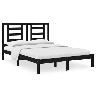 vidaXL Bed Frame without Mattress Black 135x190 cm Solid Wood Pine