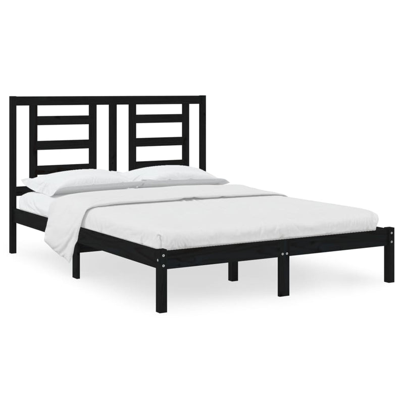 vidaXL Bed Frame without Mattress Black 135x190 cm Solid Wood Pine