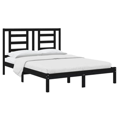 vidaXL Bed Frame without Mattress Black 135x190 cm Solid Wood Pine